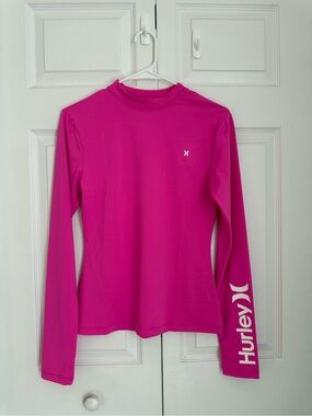 Hurley Bright Pink Long Sleeve UPF Rash Guard